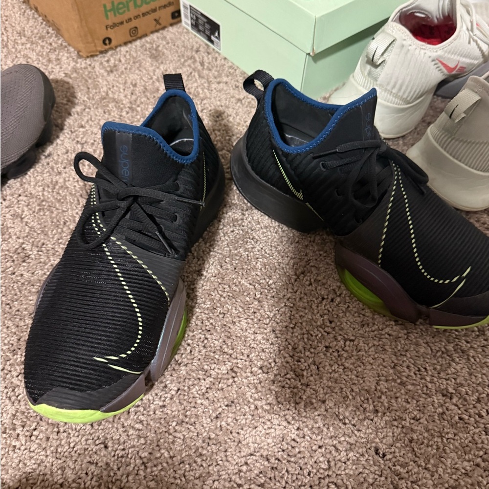 Nike Black and Green Athletic Shoes